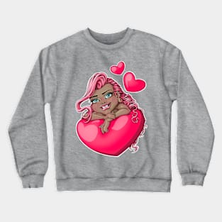 Girl in love pink hair gray eyes Crewneck Sweatshirt